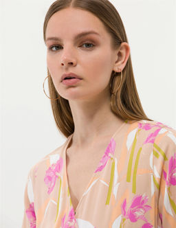 Turuncu Comfort Fit Desenli Elbise - Pierre cardin фото 3