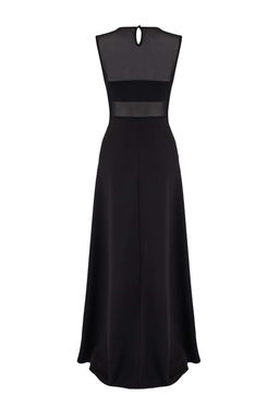 Siyah Duz Transparan Detayl? Maxi Abiye & Mezuniyet Elbise TPRSS26AE00022 - Trendyolmilla фото 6