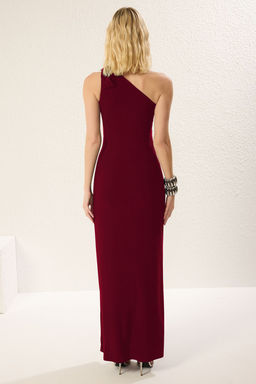 TRENDYOLMILLA Lacivert Aksesuar Detayl? Tek Omuz Orme Maxi S?k Abiye Elbise TPRSS25AE00076 фото 10