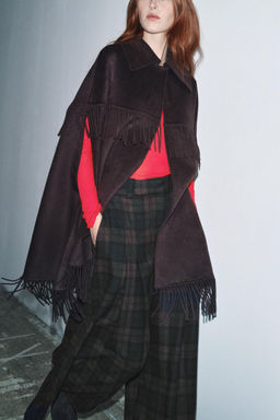 WOOL FRINGED CAPE - Zara фото 4