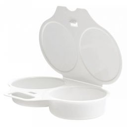 Контейнер для приготовления яиц в СВЧ пластмассовый "Глазунья" 16х12х3см, для двух яиц (Россия)