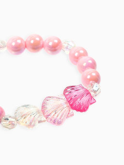 Цена за 2 шт. Набор детский "Выбражулька" 2 пр-та: кольцо б-р, браслет 6 см, ракушки, розовый