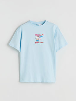 Bisiklet Yaka Hello Kitty Bask?l? K?z ?ocuk Ti??rt