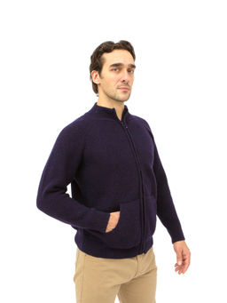 Кардиган из шерсти на замке BS 4063 темно-синий