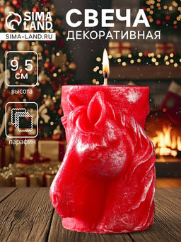 Декоративная свеча новогодняя «Барельеф Лошадь», 85×95 мм, лак, красный