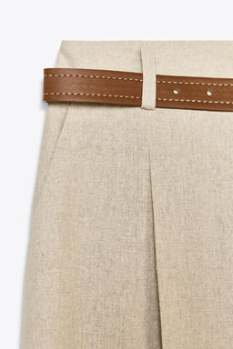LINEN BELTED STRAIGHT-LEG TROUSERS - Zara фото 38