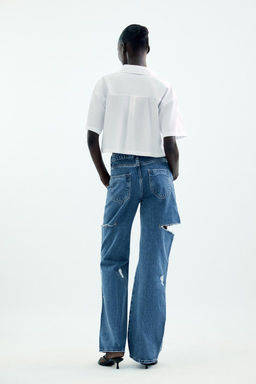 Z1975 STRAIGHT MID-WAIST JEANS WITH CUT OUTS AND RIPS - Zara фото 4