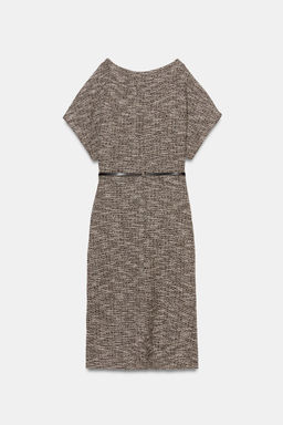 VESTIDO MIDI TEXTURA CINTUR?N / Marr?n / Crudo - Zara фото 8