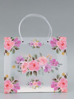 Пакет подарочный прозрачный , "Цветы" 30 х 26 х 12