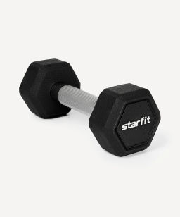 Гантель гексагональная STARFIT DB-301PRO 3 кг, обрезиненная, черный  фото 2