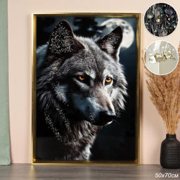 Картина 50х70 Волк / 143682 /уп 18/стразы