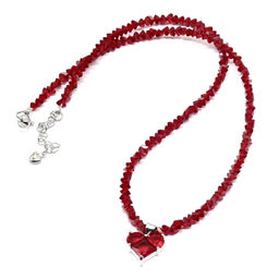 Бусы из циркона с подвеской Сердце, цвет рубин, 60см