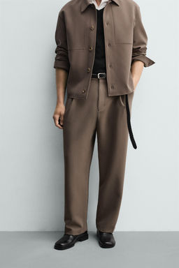 PANTAL?N RELAXED FIT PLIEGUES / Marr?n / Topo - Zara фото 2