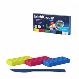 АКЦИЯ Цена за 1 шт. Пластилин классический ErichKrause Kids Space Animals 6 цветов со стеком, 108 г (в коробке 6 шт)