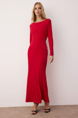 Siyah Duz Orme Sandy Maxi Astars?z Mezuniyet/Balo Elbise TPRAW26EL00029 - Trendyolmilla фото 6