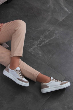 Кеды 148.lusi22w. Белый-бежевый