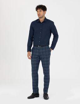Lacivert Slim Fit Uzun Kollu G_mlek