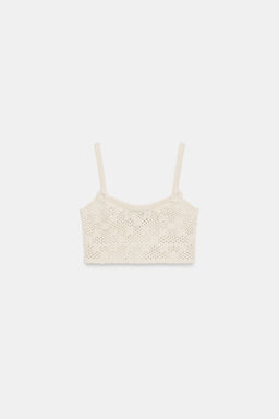 TOP PUNTO POINTELLE FLORES / Beige claro