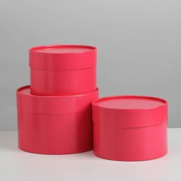 Набор шляпных коробок 3 в 1 малиновый, 16 х 10, 14 х 9, 13 х 8,5 см