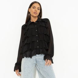 Блуза с объемным декором Гипнотический стиль (черная) - Charutti фото 4