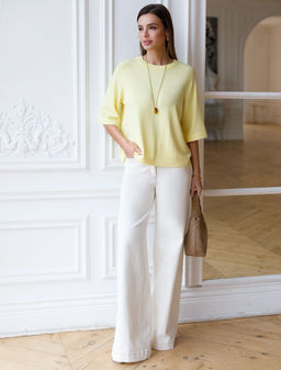 Свободный джемпер с рукавом 3/4 тонкой вязки из вискозы