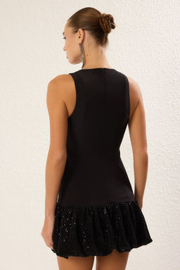 Siyah A-Kesim Balon Etek Dokuma K?sa S?k Abiye Gece Mezuniyet Elbisesi TPRSS25EL00266 - Trendyolmilla фото 7