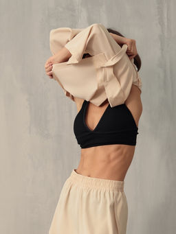 Комплект нижнего белья женский (топ, трусы) Collorista, чёрный, размер 46-48