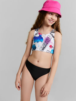 Купальный костюм для девочек черный с принтом граффити - Mark formelle фото 2