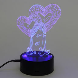 Цена за 2 шт. Светильник ночник "3D-Нежность" на пластиковой подставке, с включателем USB