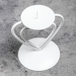 Подсвечник на 1 свечу Гламур, металл, 9?10.2 см, белый