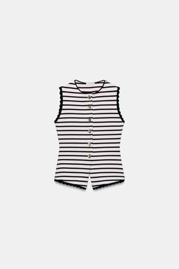 TOP CHALECO RAYAS BOTONES / Rayas