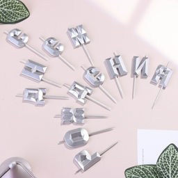 Набор свечей для торта С Днём Рождения, серебряный