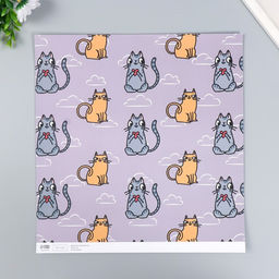 Цена за 5 шт. Бумага для скрапбукинга двусторонняя «Котики», плотность 180 г, 30.5×32 см
