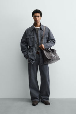 PANTAL?N ESTRUCTURA ALGOD?N LAVADO / ?ndigo claro