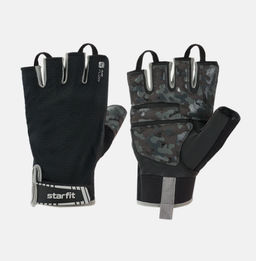 Перчатки для фитнеса STARFIT WG-203, черный/серый  фото 2