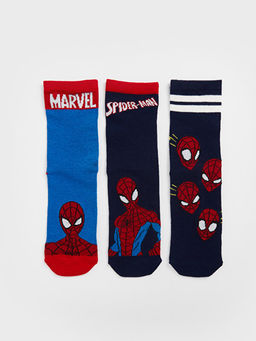 Spiderman Desenli Erkek ?ocuk Soket ?orap 3l?