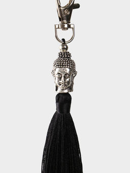 Брелок-кисточка «Будда», 17 см, чёрный, серебристый