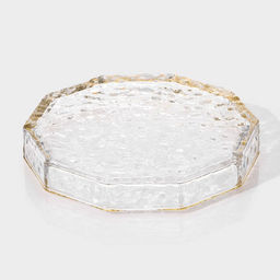 Поднос Fairyshine, 16.5×2.5 см, с золотой отводкой, стекло, прозрачный
