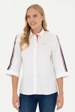 Женская белая рубашка с коротким рукавом Неожиданная скидка в корзине