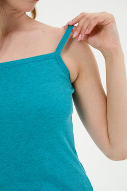 Топ женский из рибаны бирюзовый меланж - Амадэль фото 4