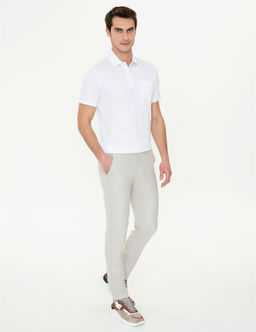 Vizon Slim Fit Beli Lastikli Kanvas Pantolon