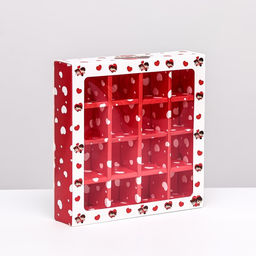 Цена за 5 шт. Коробка под 16 конфет, Love 17,7 х 17,7 х 3,8 см