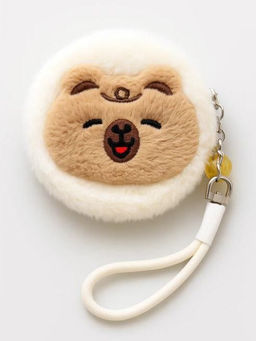 Плюшевое раскладное зеркало брелок "Capybara", белое (7*7 см)