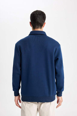 Толстовка комфортного кроя с воротником-поло - Defacto фото 9