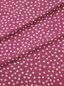 Штапель Россыпь молочных лютиков на лилово-бордовом, ш.1.45м, вискоза-100%, 100гр/м.кв