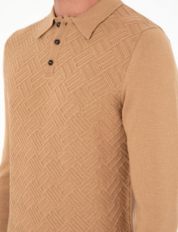 Koyu Camel Slim Fit D__meli Polo Yaka Triko Kazak - Pierre cardin фото 7