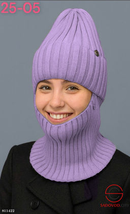 Зимний комплект шапка и снуд внутри флис