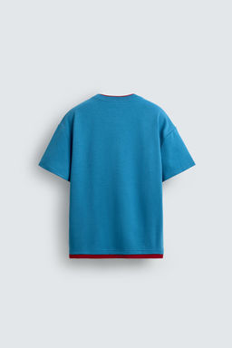 CAMISETA ACABADOS DOBLES CONTRASTE / Azul