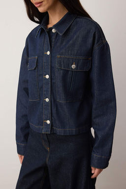 Koyu Mavi Cep Detayl? Regular Denim Ceket TWOAW26CE00038