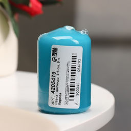 Цена за 3 шт. Свеча-цилиндр, 4×6 см, 9 ч, бирюза